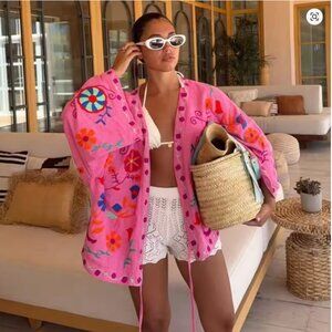 NWT SUMMER SPLASH HOT PINK JACKET COVER UP